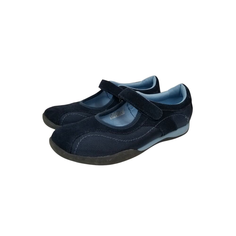 Lands End Womens Navy Blue Suede Fabric Mary Jane Flats Size 6